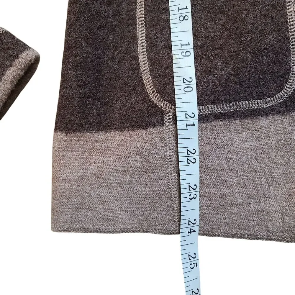VTG Harve Benard Womens Brown Academia Cardigan Small Boiled Wool Stripe Sweater